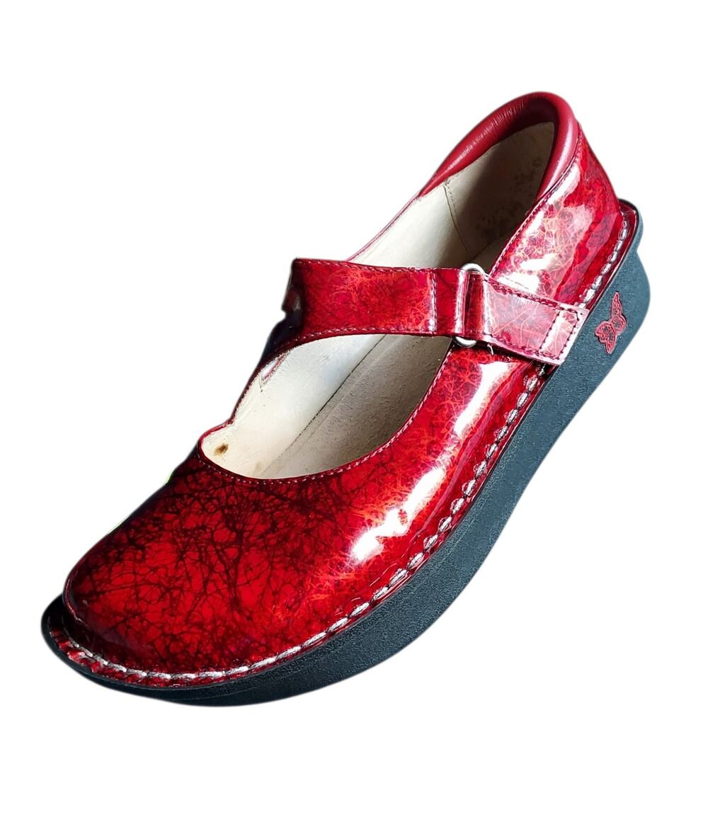 Alegria Dayna Women's Vibrant Cherry Red Patent Leather Mary Jane Clog Sz 39/9